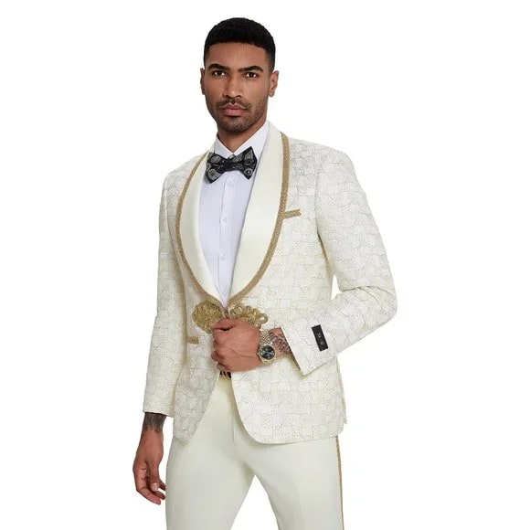 Ivory Gold 2pc Men's Suit by Tazzio 2026