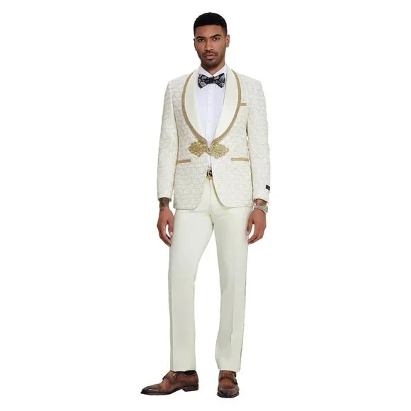 Ivory Gold 2pc Men's Suit by Tazzio 2026