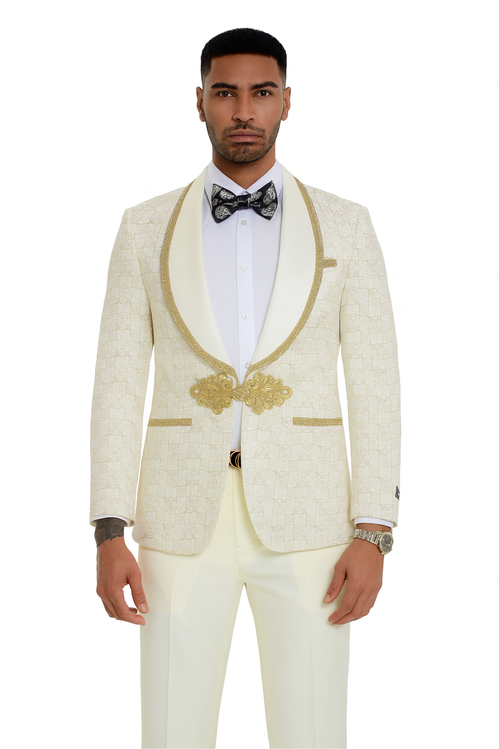 Ivory and Gold 2pc Suit by Tazzio