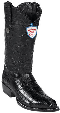 Wild West J-Toe Black Caiman ~ World Best Alligator ~ Gator Skin Tail Cowboy Boots