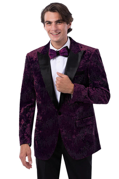 Menβs Designer Purple Velvet Studded Tuxedo Jacket β Formal Prom and Wedding Wear
