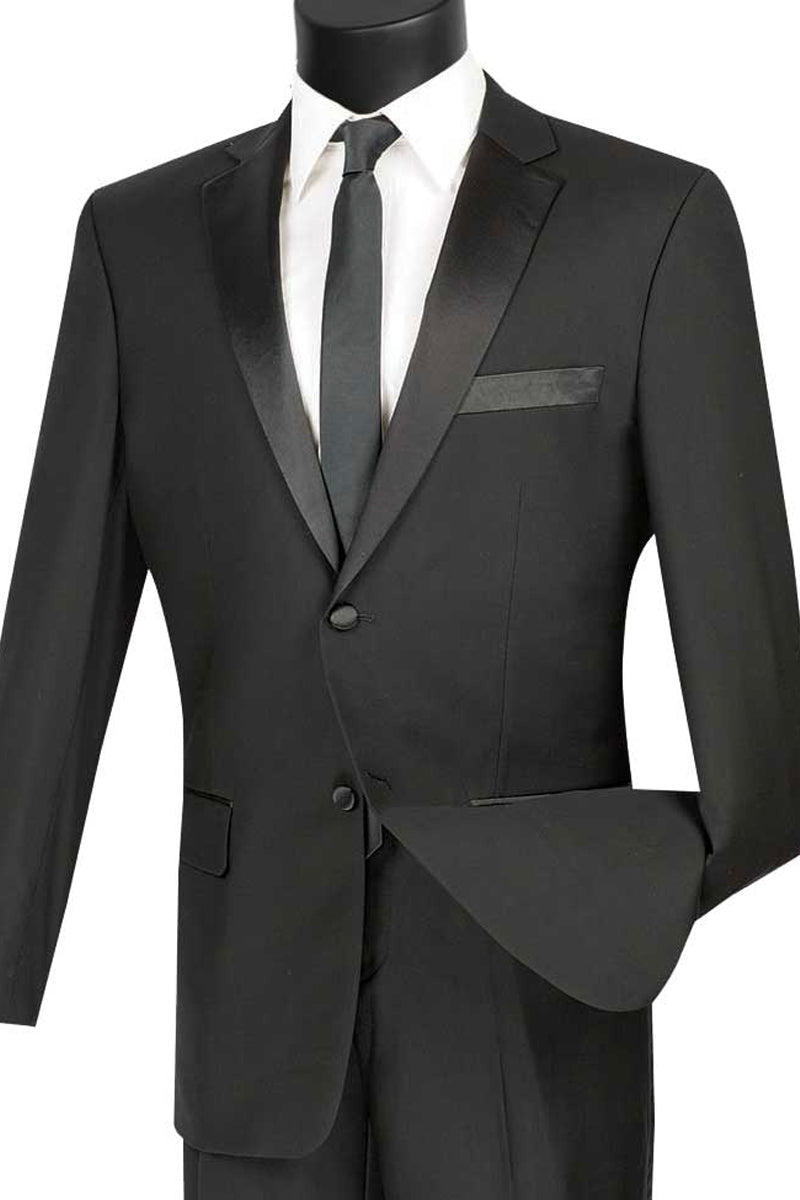 Men's Slim Fit Wool Feel Black Tuxedo