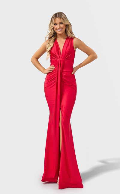 Jessica Angel JA2660 Deep V-Neck Fitted Slit Formal Floor-Length Dress