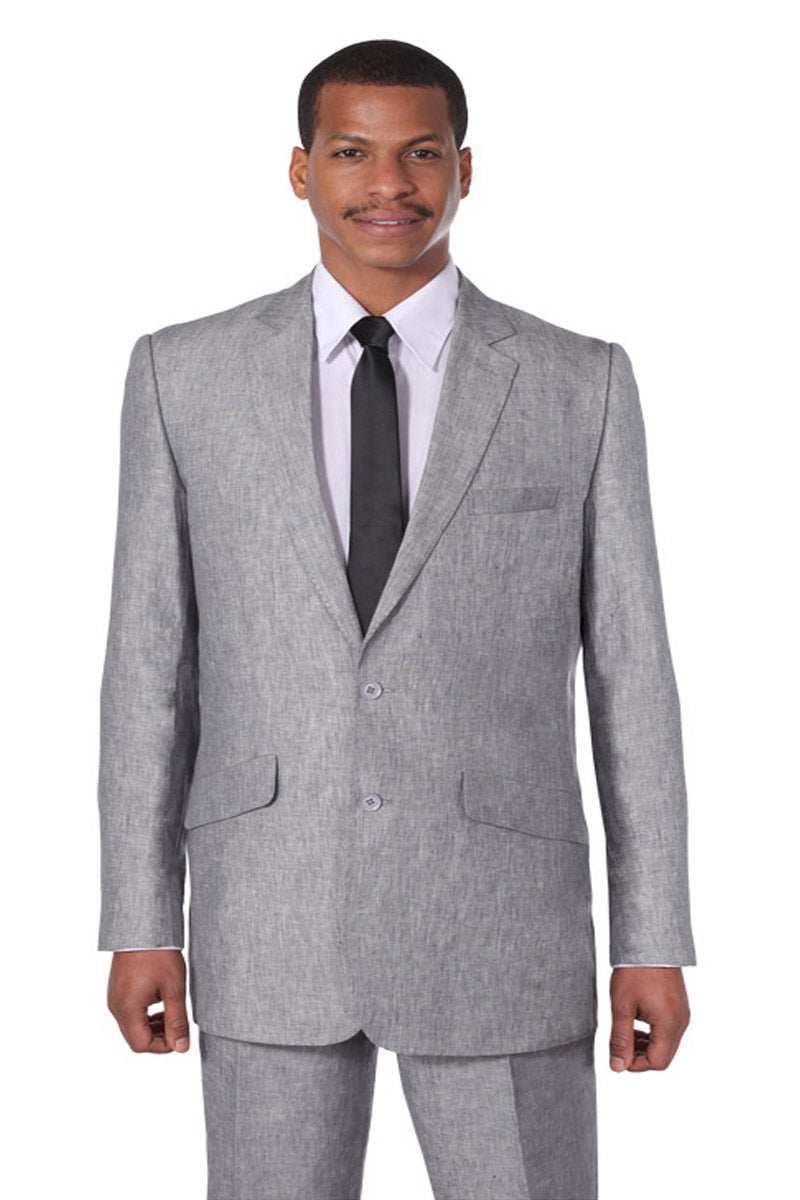 Modern Fit Grey Linen Suit for Men