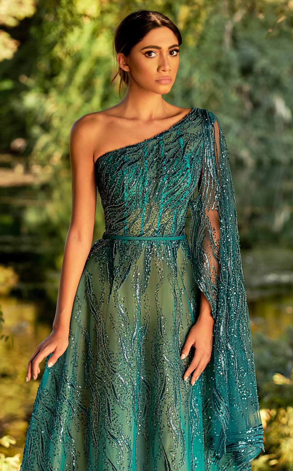 MNM Couture K3932 Mustard One-Shoulder A-Line Gown