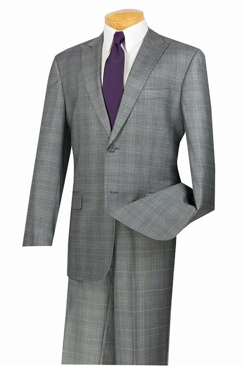 Modern Plaid 2 Button Suit with Peak Lapel