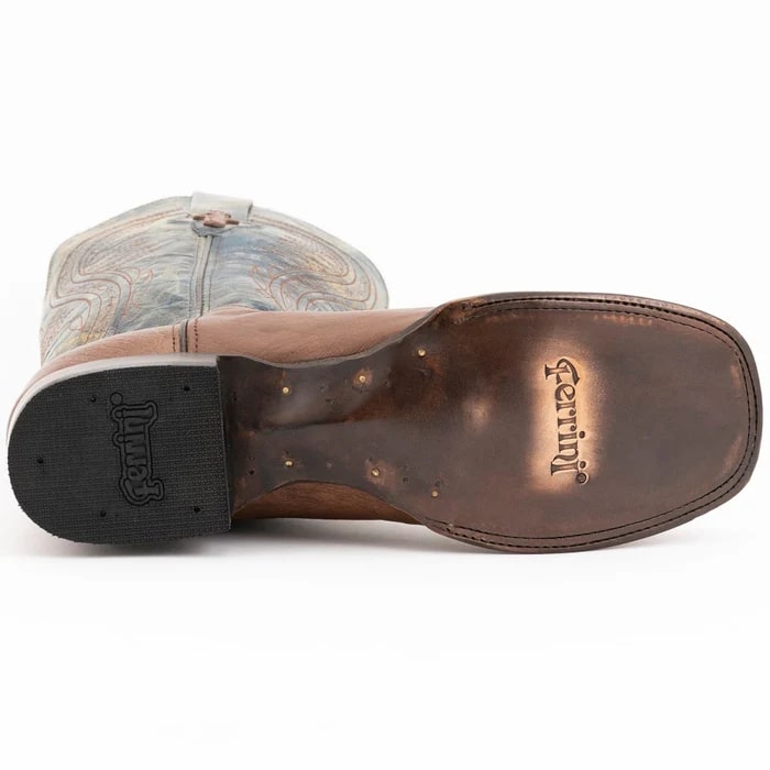 Ferinni Boot - Mens Dress Cowboy Boot - Ferrini Men's Morgan Smooth Ostrich Square Toe Boots Handcrafted - Kango Brown in Kango Brown