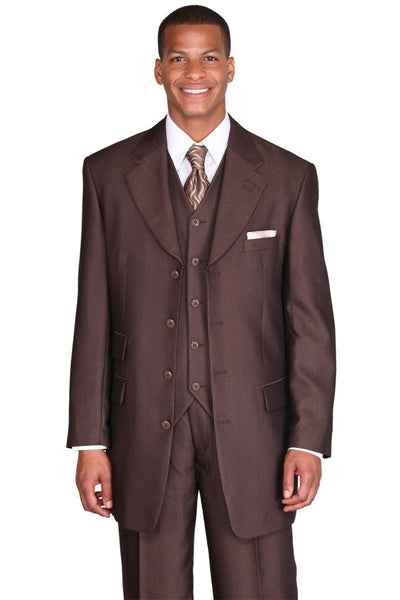 Mens Chain Stripe Long Vested Zoot Suit in Brown
