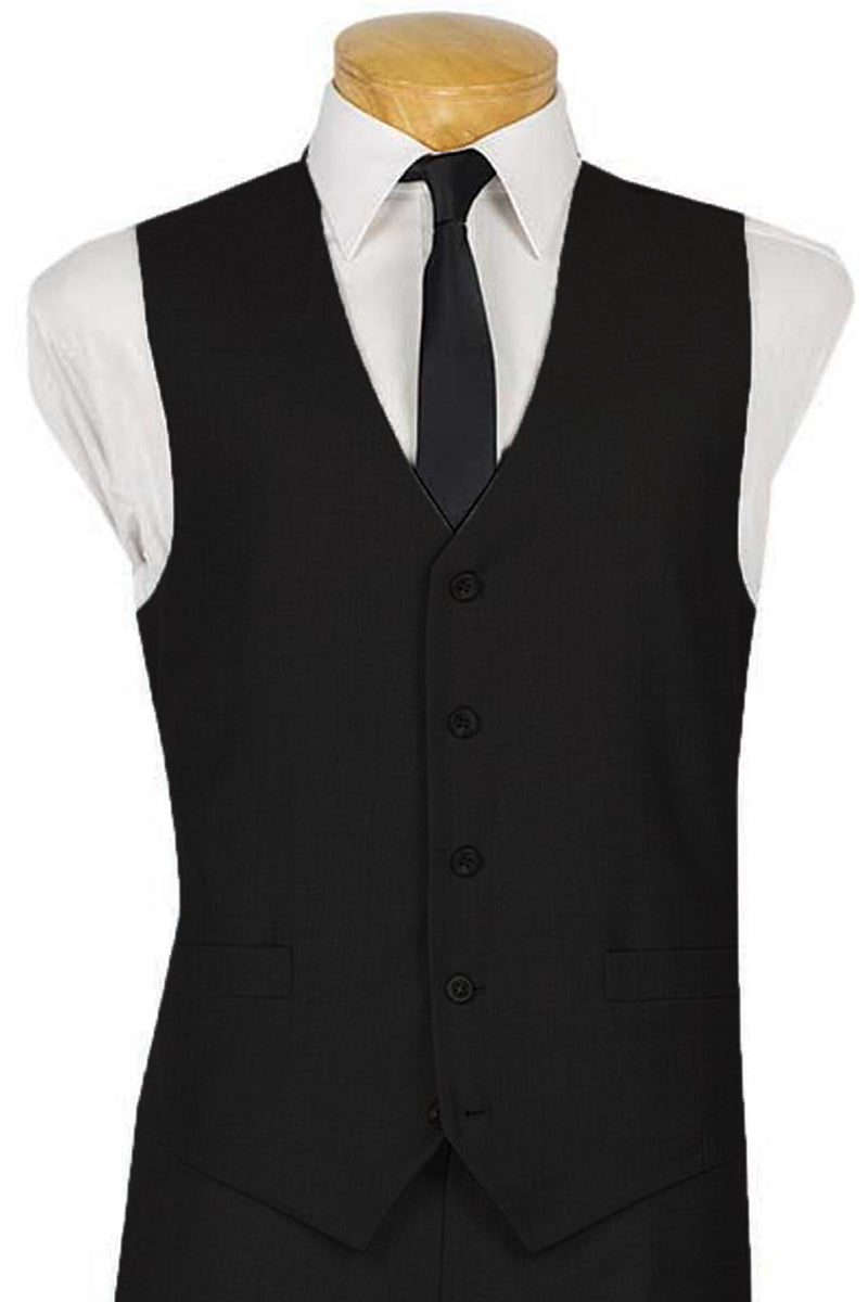 Men's Black 5 Button Suit Vest by Vinci