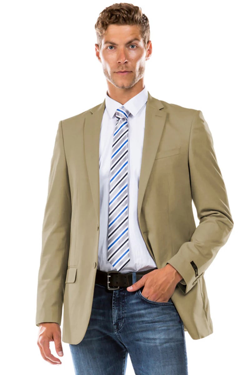 Men's Designer Suit Separate Jacket - Tan