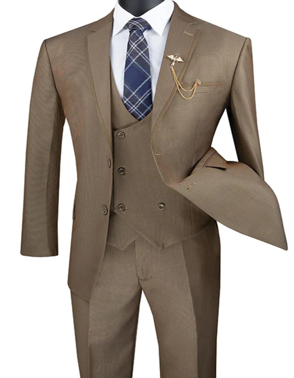 Double Breasted Khaki Modern Fit Tuxedo