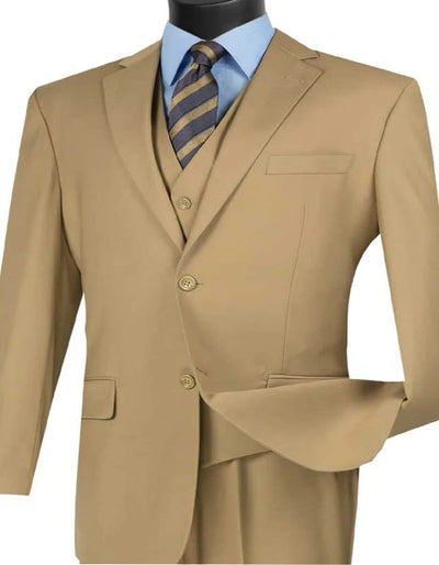 Men's Khaki Two Button Vested Tuxedo Suit