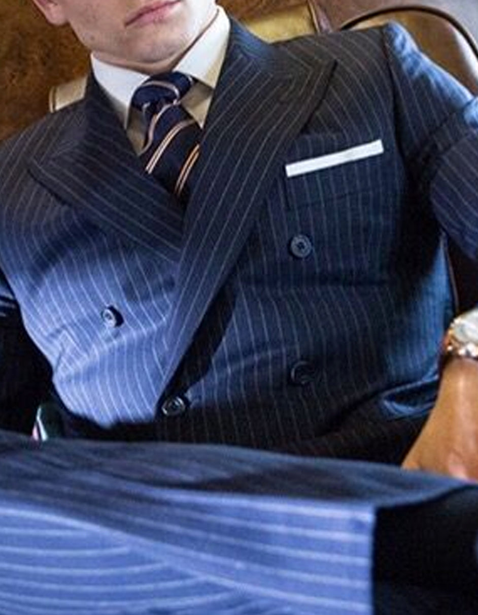 Kingsman Double Breasted Navy Pinstripe Suit