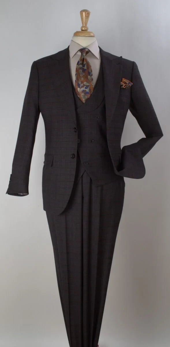 Apollo King Men's Outlet 3pc 100% Wool Fashion Suit Flat Front Pants