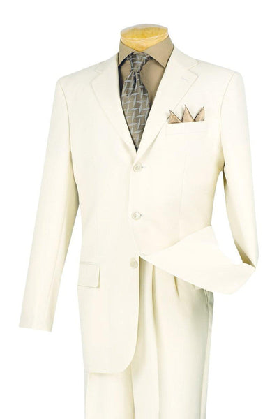 Mens Classic 3 button 2 Piece Suit in Cream
