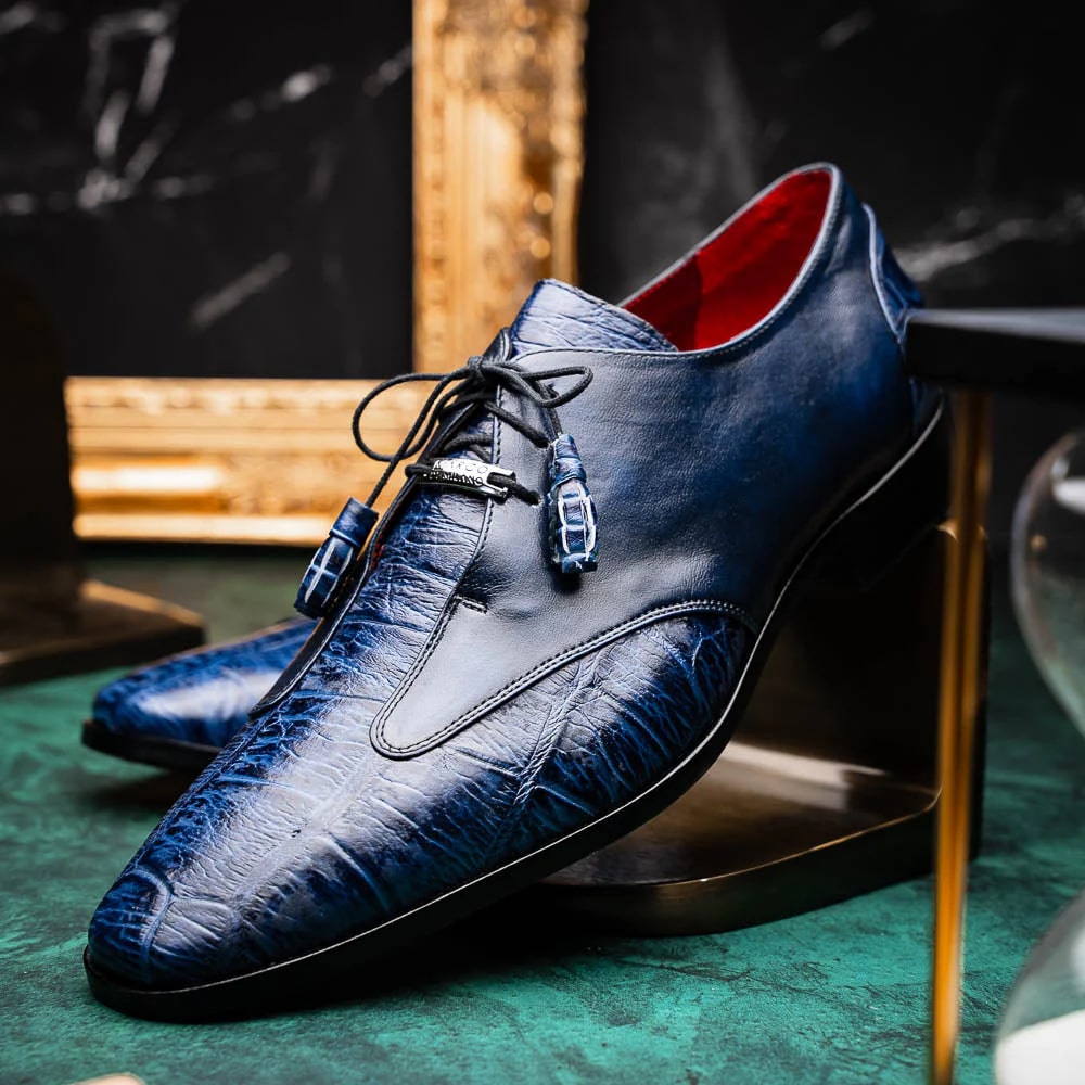 Marco Di Milano Blue Alligator & Calfskin Oxfords