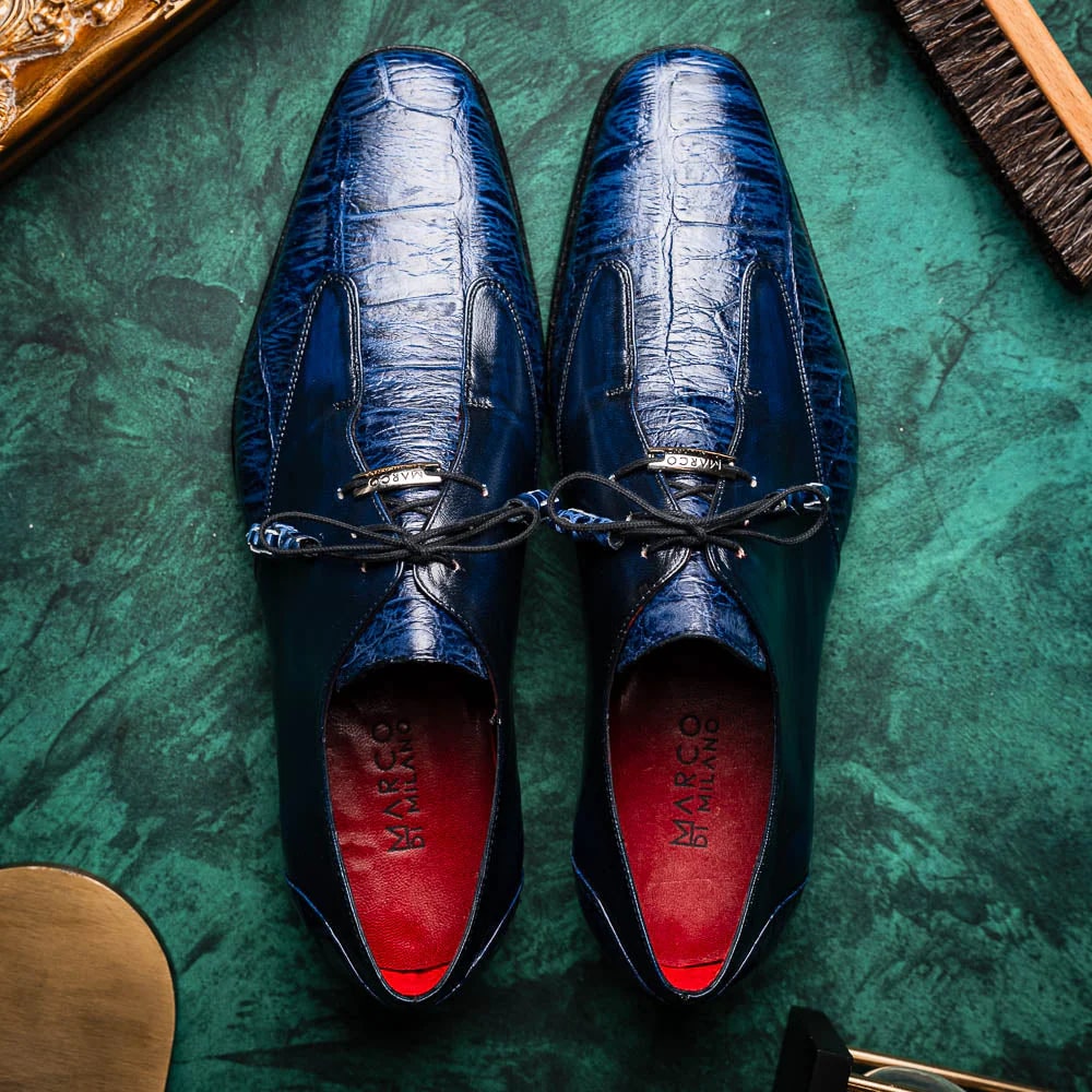Marco Di Milano Blue Alligator & Calfskin Oxfords