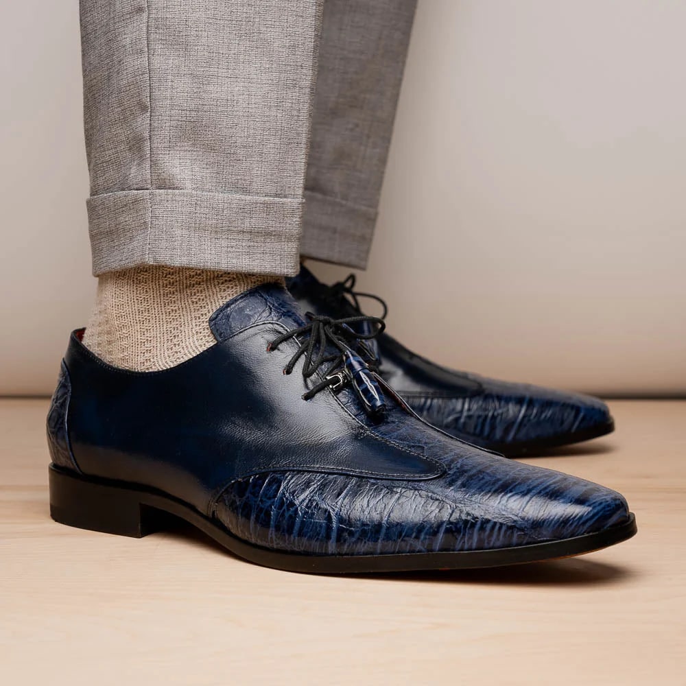 Marco Di Milano Blue Alligator & Calfskin Oxfords