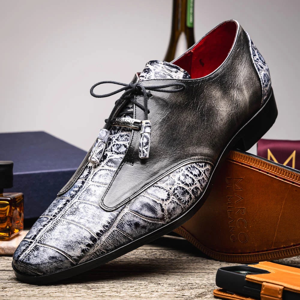 Anzio Exotic Alligator & Calfskin Leather Oxfords