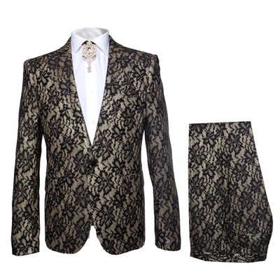 Gold & Black Slim Fit Designer Tuxedo