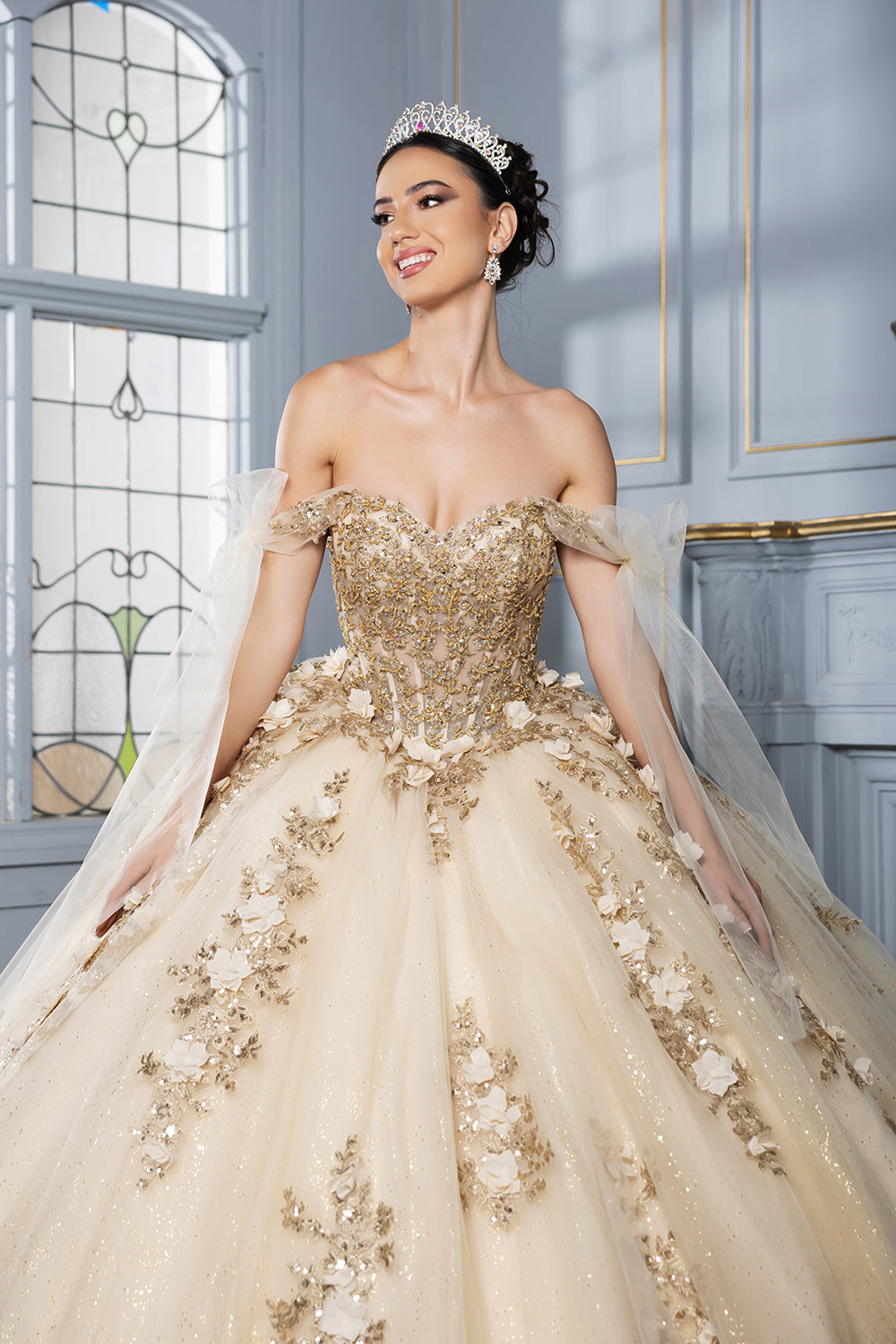 Layla K LK280 Floral 3D Applique Ball Gown Off-Shoulder Quinceañera Dress