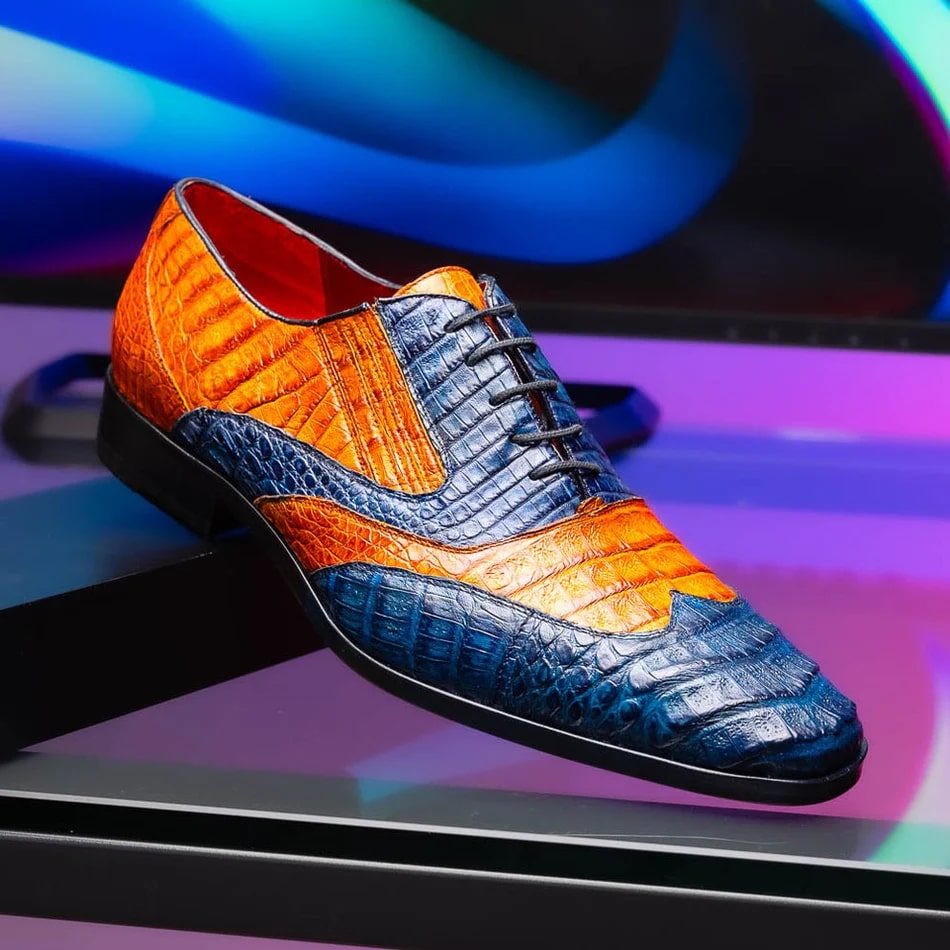 Luciano Exotic Crocodile Wingtip Oxfords