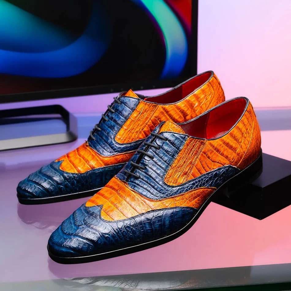 Luciano Exotic Crocodile Wingtip Oxfords