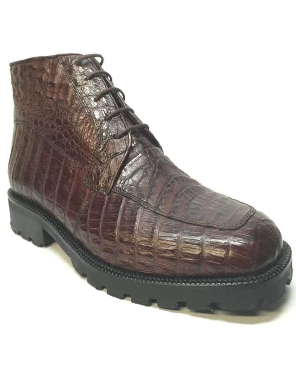 Los Altos Crocodile Lace Up Ankle Boots