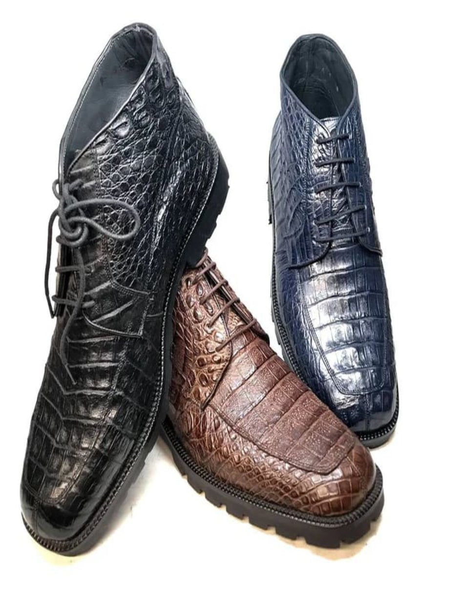 Los Altos Crocodile Lace Up Ankle Boots