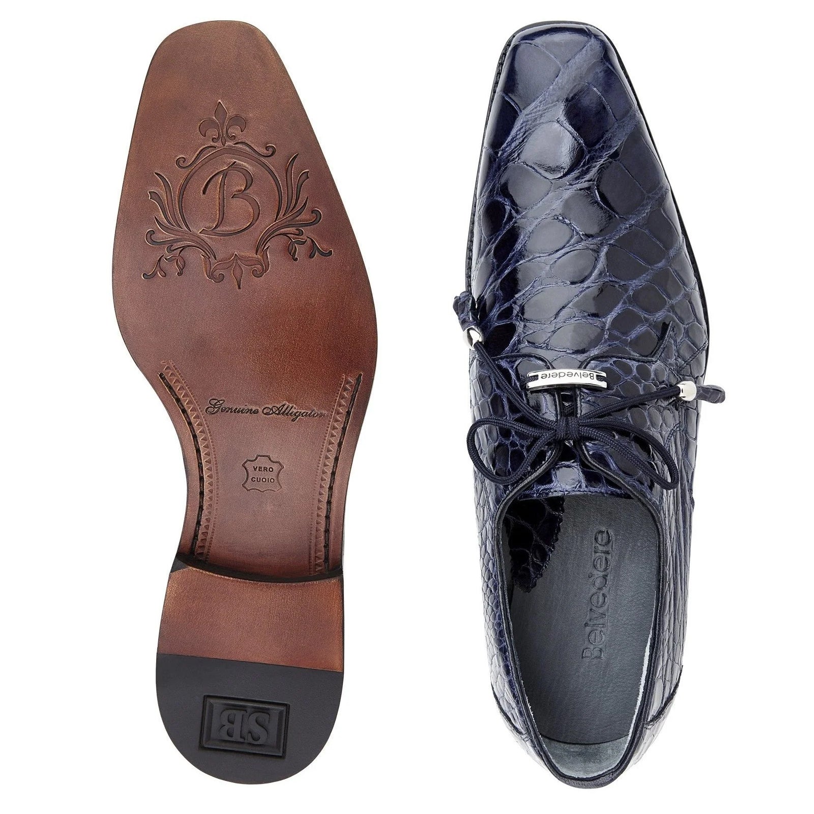 Belvedere Lago Alligator Dress Shoe - Navy