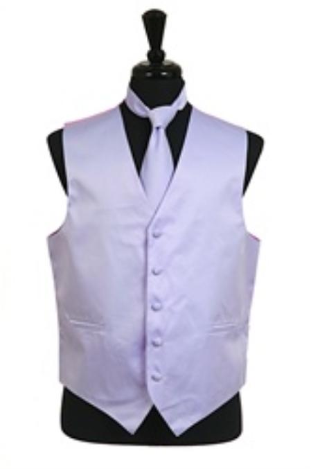 Dress Tuxedo Wedding Vest ~ Waistcoat ~ Waist coat Tie Set Lavender Buy 10 of same color Tie For $25 Each - Men's Neck Ties - Mens Dress Tie - Trendy Mens Ties