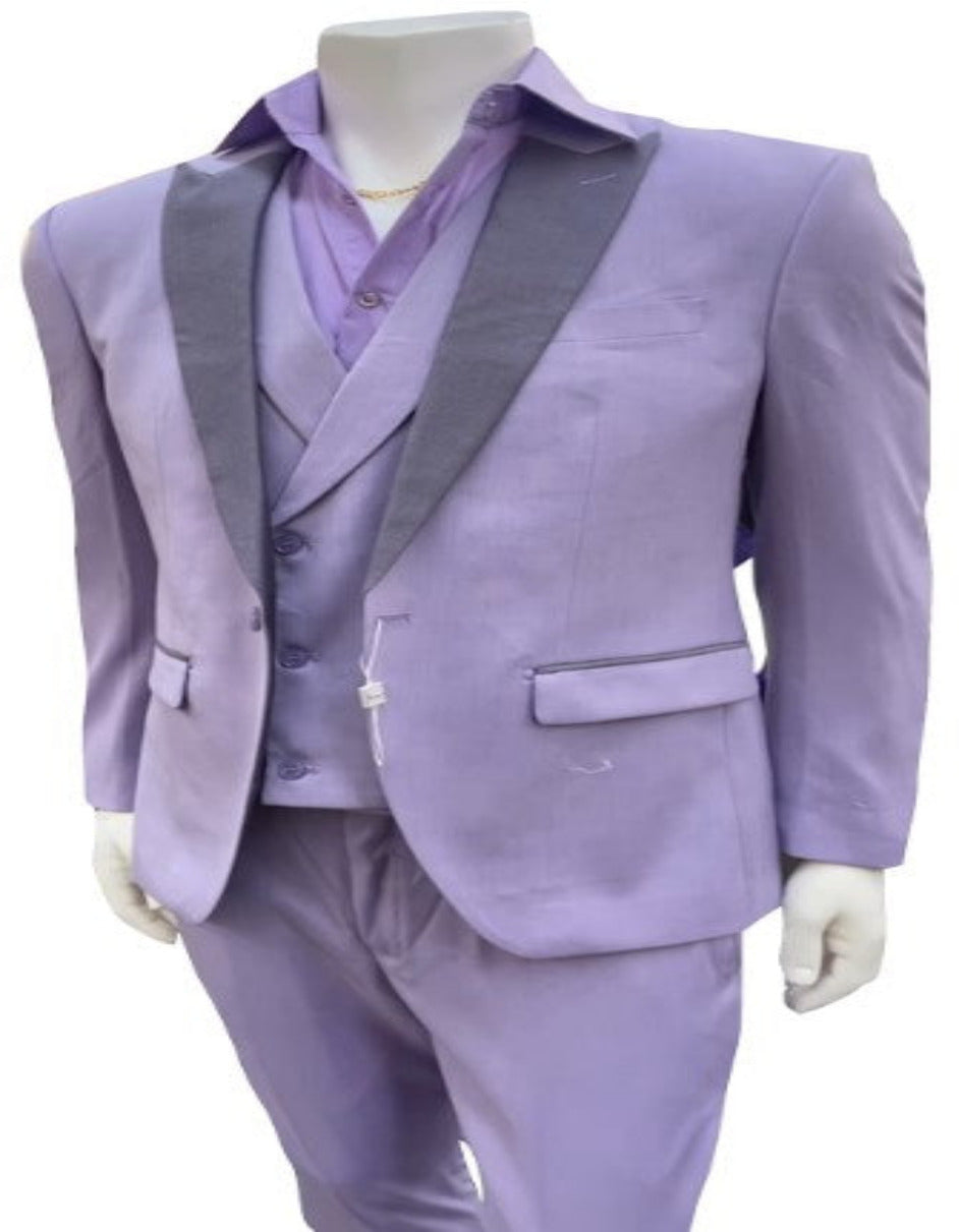 Men's Lavender Vested Prom Tuxedo Suit