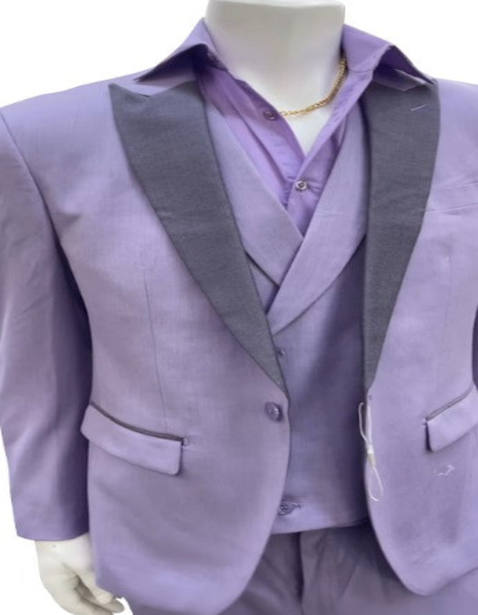 Men's Lavender Vested Prom Tuxedo Suit