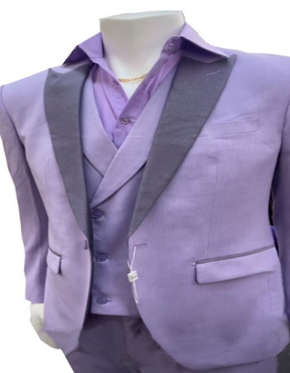 Men's Lavender Vested Prom Tuxedo Suit