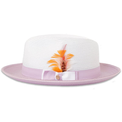 Tapa Two-Tone Lavender and White Fedora – Men’s Crushable Straw Dress Hat
