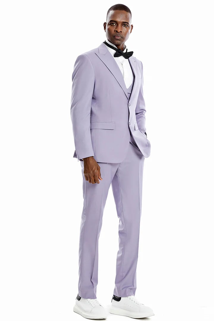 Modern Fit Linen Summer Suit in Lilac Lavender