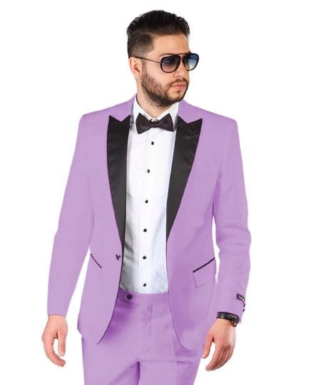 Men's Lavender Slim One-Button Suit