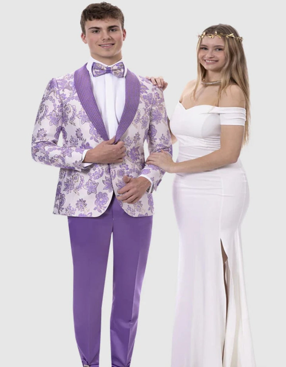 Slim Fit Paisley Lavender Prom Tuxedo