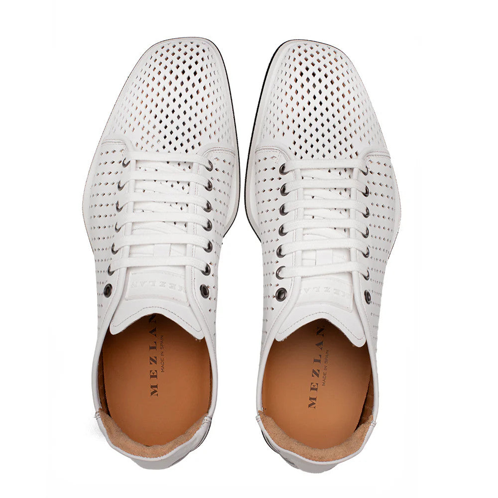 Luce Sneaker Leather White by Mezlan, Made in Spain
