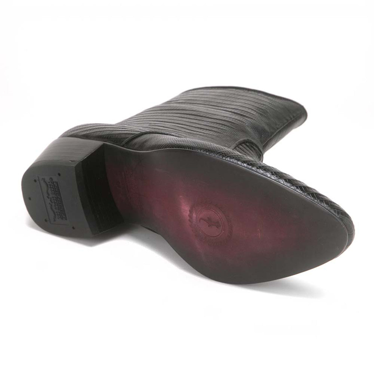 Los Altos Black Lizard Leather Ankle Boots