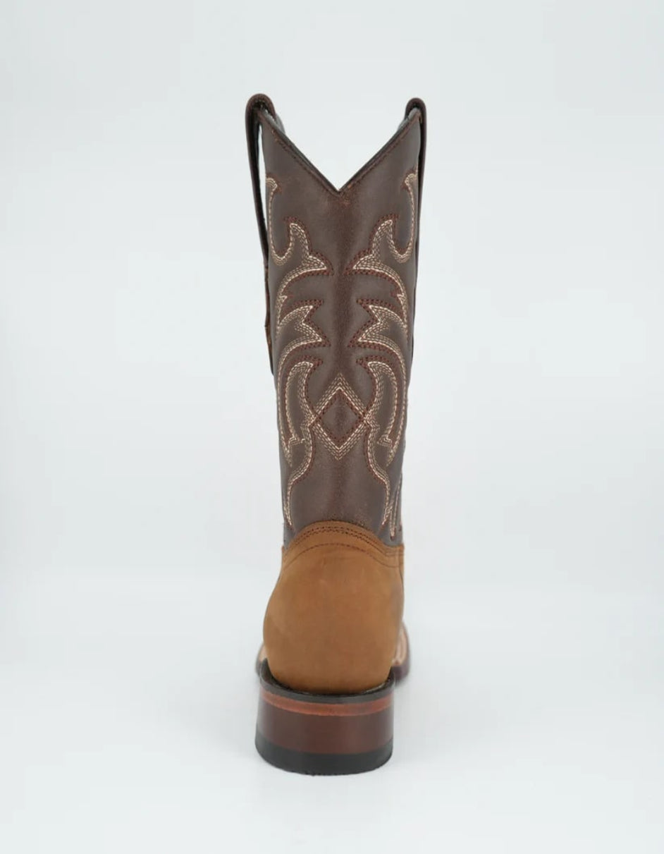 Los Altos Crazy Leather Tan Square Toe Boot