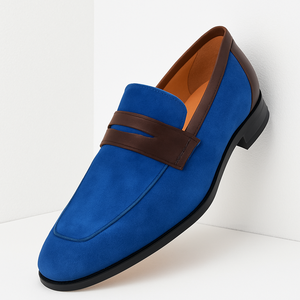 Men's Blue Slip On Stylish Dress Loafer Design Shoe