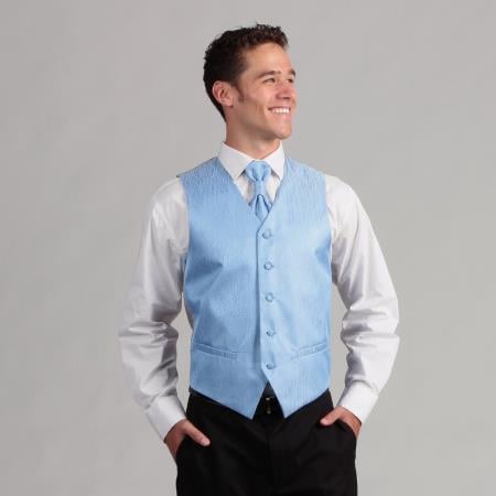 Men's 4-Piece Light Blue ~ Sky Blue Men's Vest Set Light Blue ~ Sky Blue Also available in Big and Tall Sizes