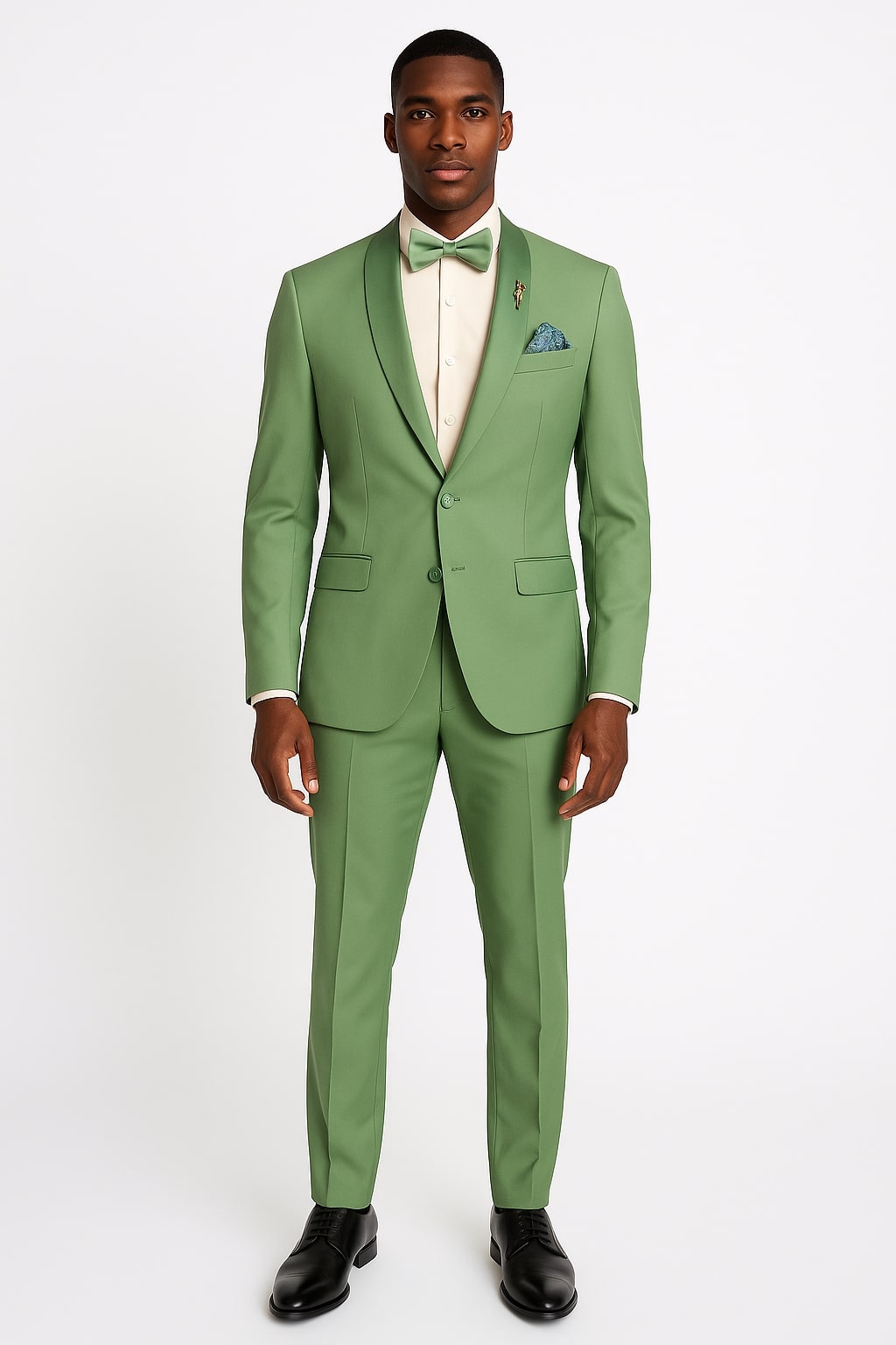 Sage Green Satin Lapel Tuxedo Suit