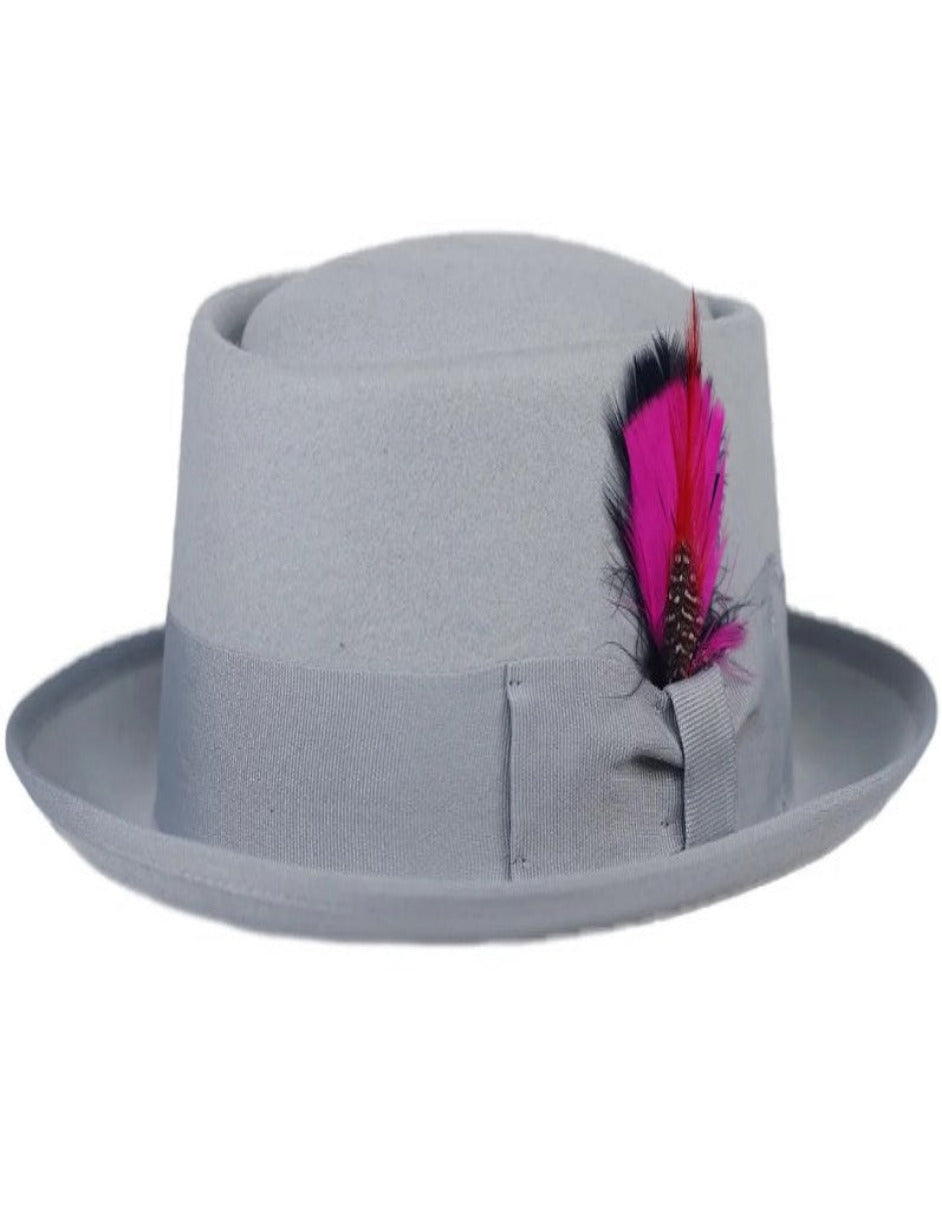 1920s Light Grey Fedora – Men’s Classic Wool Porkpie Dress Hat