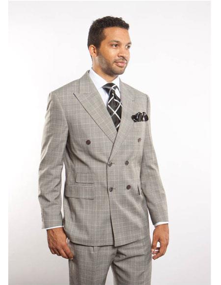 Men s Light Gray Plaid Windowpane Can be Blazer