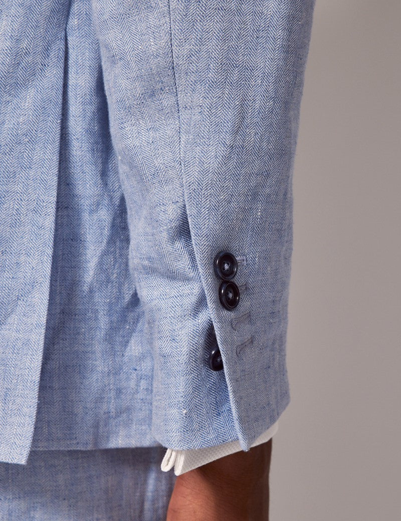 Men's Light Blue Linen Wedding Suit