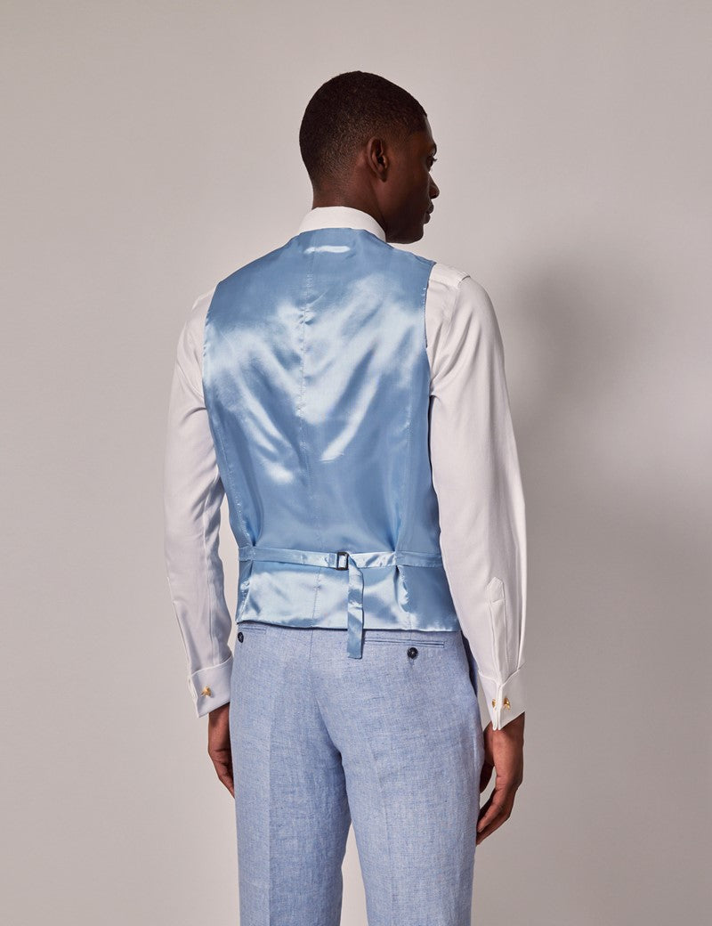 Men's Light Blue Linen Wedding Suit