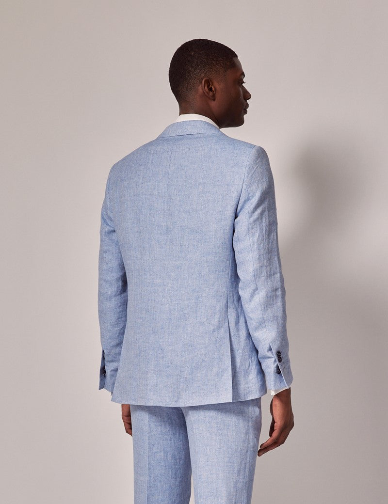 Men's Beach Wedding Light Blue Linen Suit