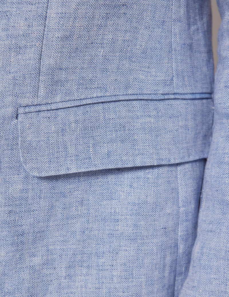 Men's Beach Wedding Light Blue Linen Suit